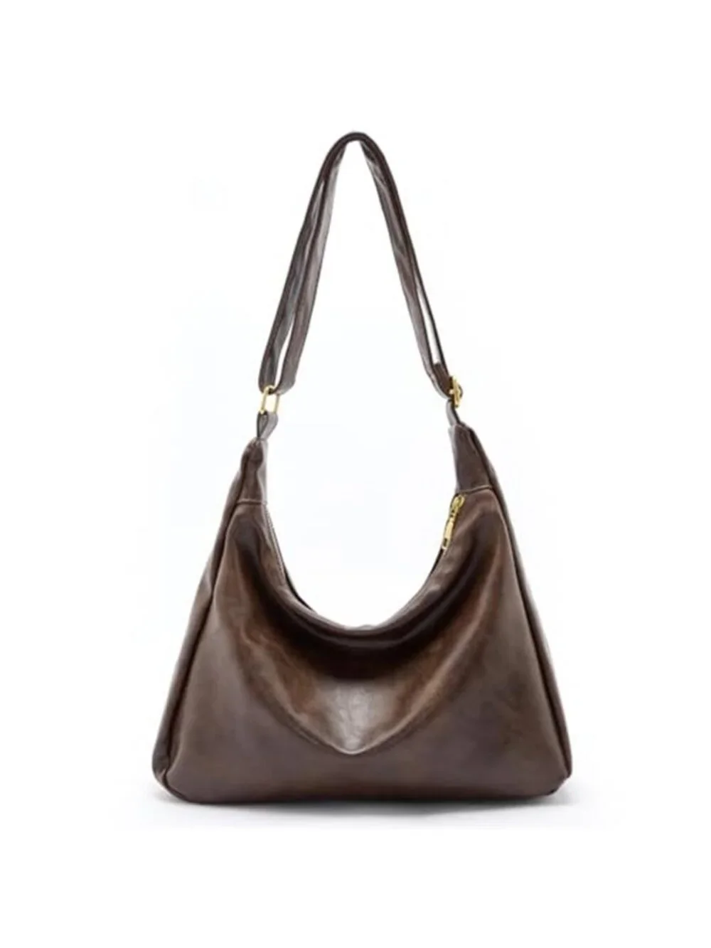 Women's Slouchy Hobo Shoulder Bag Vegan Leather Crossbody Purse Foldable Tote